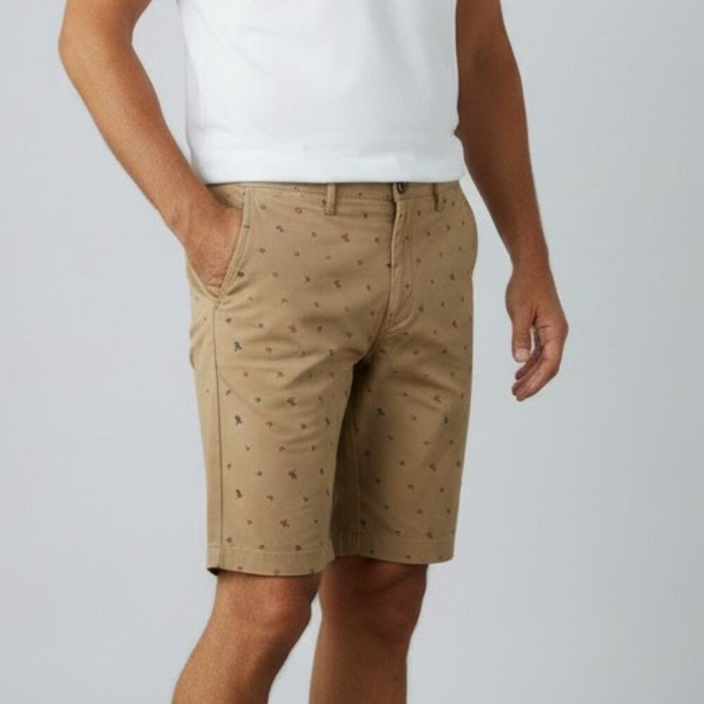 Jachs NY Bleeker Shorts Khaki Palm Tree Print Flat Front Men's Size 32 NWT